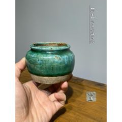 清時代　石湾窯　緑釉水注 清广东佛山石湾窑绿釉鈞窯开光梅兰竹菊荷桃如意六方罐– [临渊阁