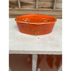 晚清民国珊瑚红釉描金粉盒-红釉瓷-7788旧书网