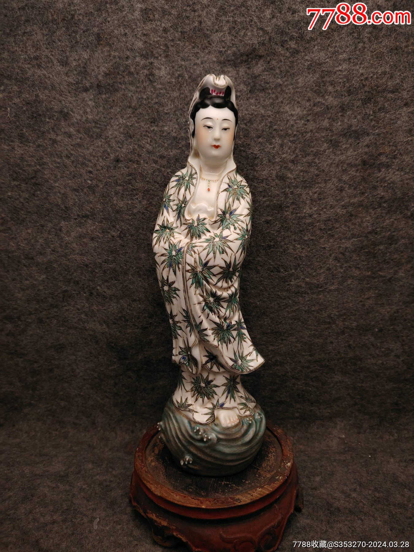 民国朱祥记造款观音瓷像老瓷器古玩古董-雕塑瓷/瓷雕-7788红宝书