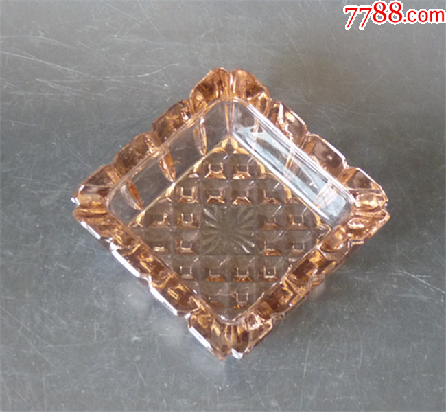 民俗/琉璃/玻璃/红色四方玻璃烟缸-价格:30元-au37702525-其他玻璃