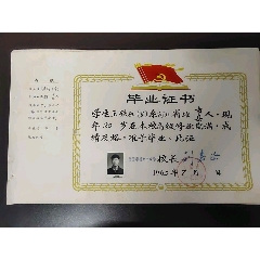 毕业证书--王铁柱系河北省雄县人，1965年毕业于天津市第九十中学
