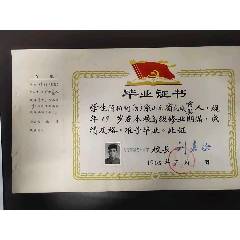 毕业证书--陏柏树系山东省武城县人，1965年毕业于天津市第九十中学，校长刘嘉珍