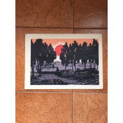 50年代荣宝斋木刻水印齐白石遗作展览纪念卡-附钤遗作展印一枚齐白石钤