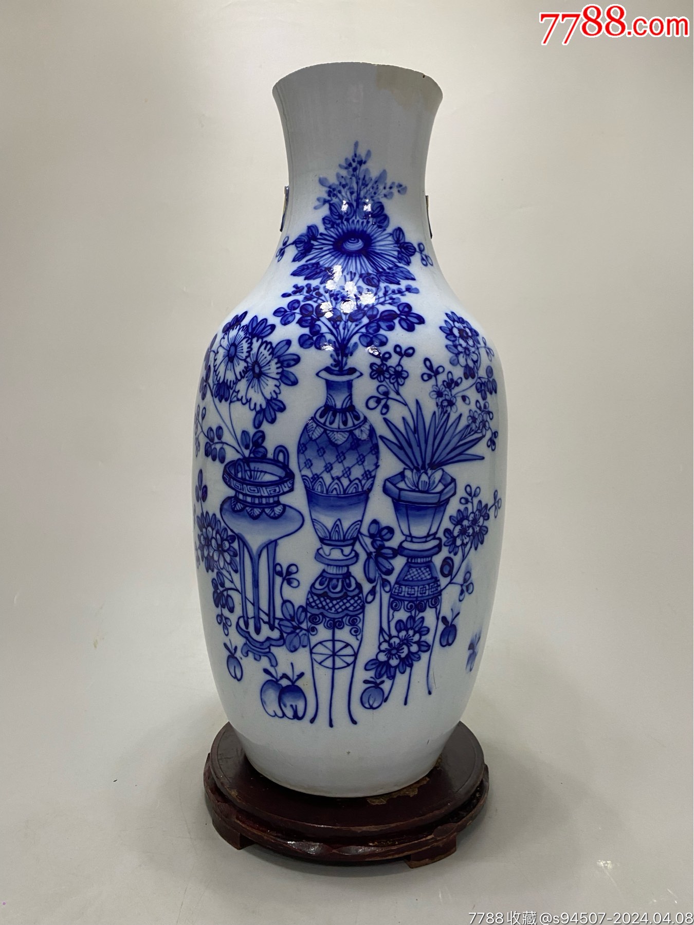 清代北方三百件博古大瓶一只,口残掉耳朵,器身完好其余完好。画工非常精美。一线-价格:268元-se99898978-青花瓷-零售-7788收藏 ...