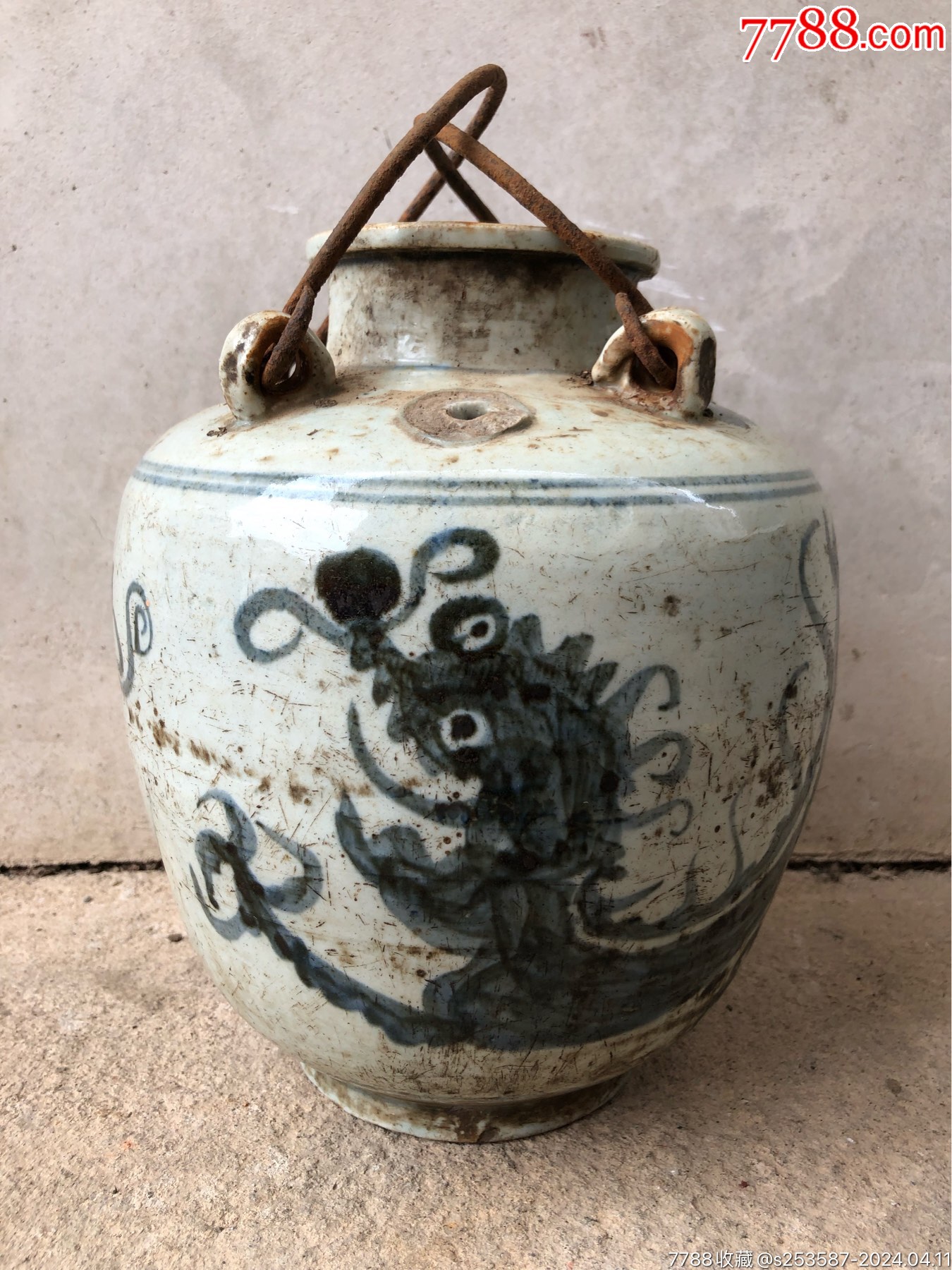 清代大号青花龙纹壶清代壶清代酒壶清代青花壶老青花壶老壶老酒壶，做工