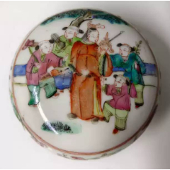 清代粉彩人物印泥盒-彩绘瓷/彩瓷-7788旧书网