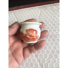 清代美工狮子老鸟食罐-鸟缸/鸟食罐-7788红宝书