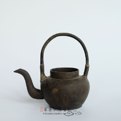 清代小提梁壶小铜壶纯铜小茶壶铜酒壶古风袖珍精品侘寂手工