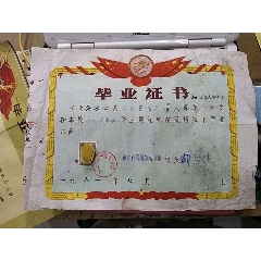 62年【福州第九中学】毕业证书