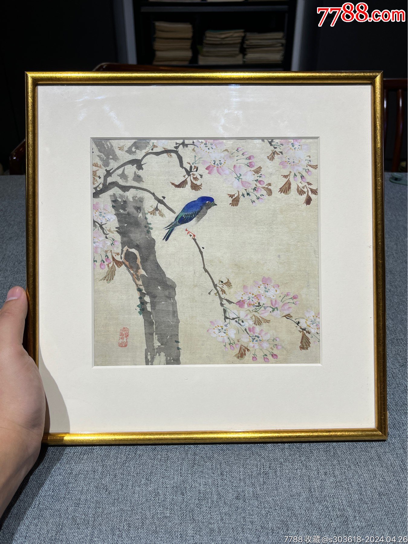 老绢绣画-喜上眉梢_花鸟国画原作_玩古怡情【7788书籍】
