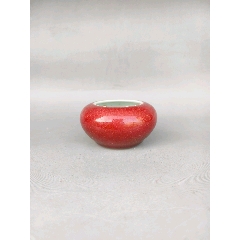 大清乾隆年制青花款-缸豆红-水盂-红釉瓷-7788红宝书