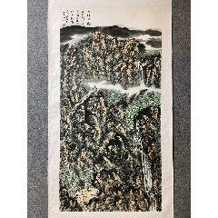 中美协著名画家【赵卫】手绘山水画托片