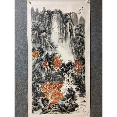 著名青年画家【刘彦水】手绘山水画托片