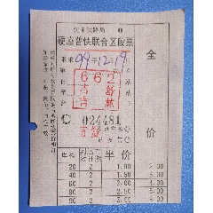 1999吉舒至吉林区段车票