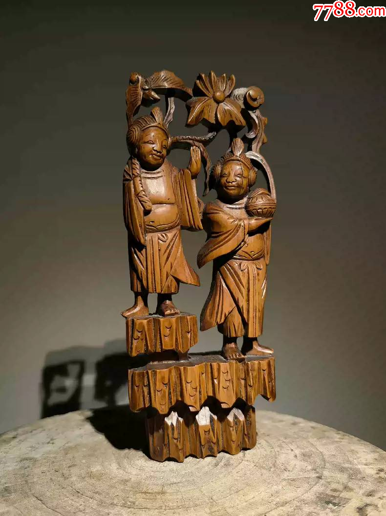 清代黄杨木雕和合二仙木节子佛像造像-价格:1288元-se100570745-木佛像/人像-零售-7788收藏__收藏热线