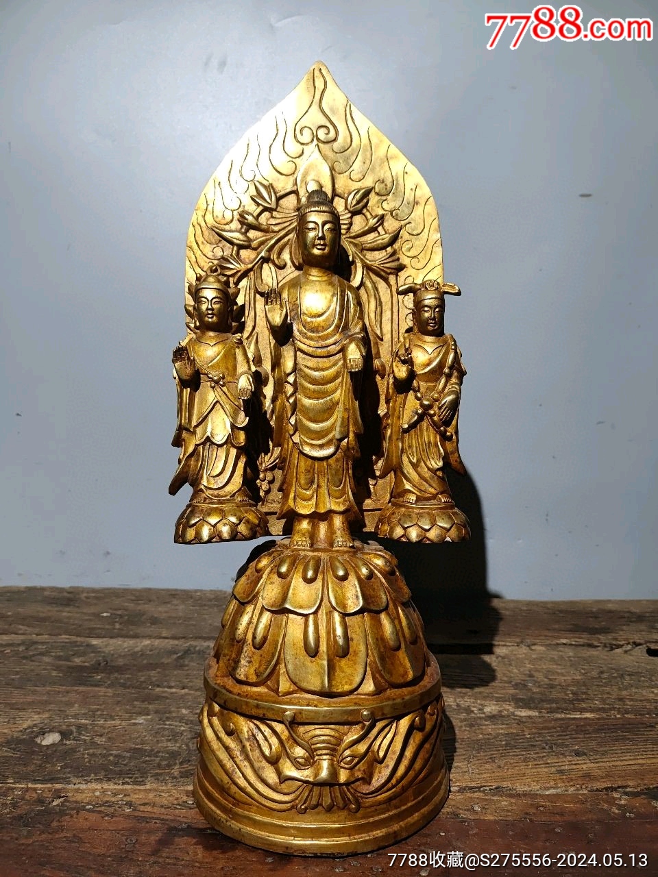 铜鎏金佛像佛牌【一佛两弟子】一尊-价格:1200元-se100588297-铜像/铜佛像-零售-7788收藏__收藏热线