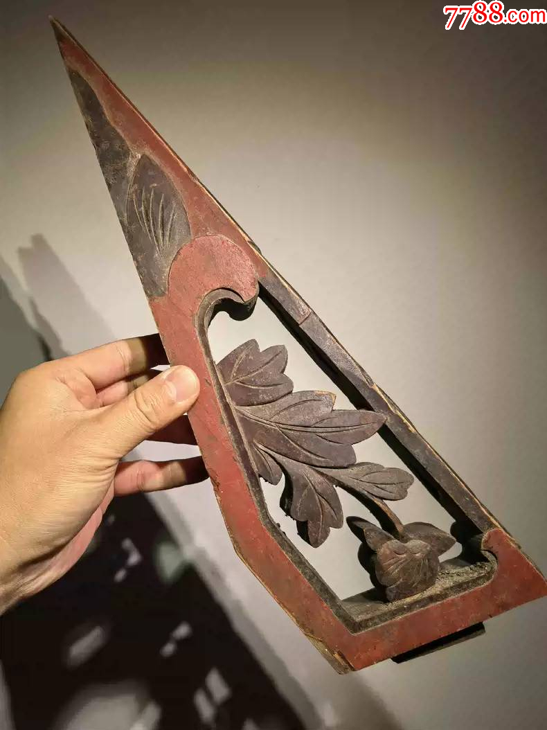 清老木雕花板木节子花卉纹_木雕花板_图片价格_收藏价值_7788钢笔收藏