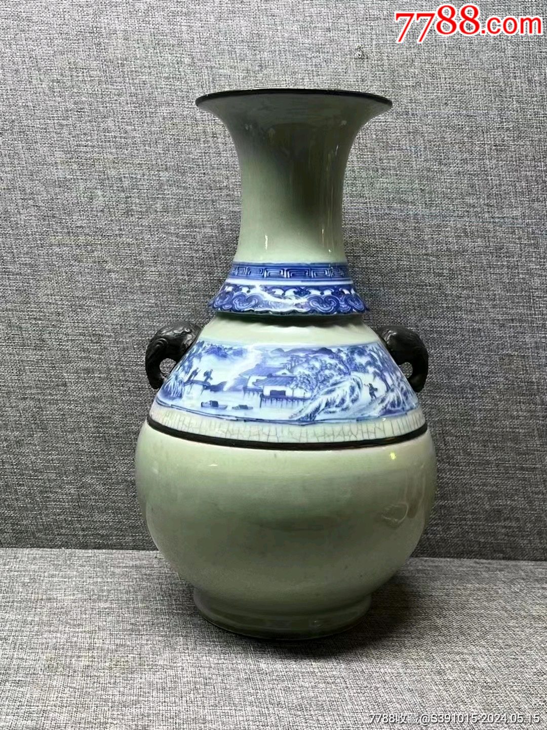 豆青釉 内青花 草花紋 蓋碗 十客(K-A747) 豆青釉 内青花 草花紋 蓋碗 十客(K-A747)