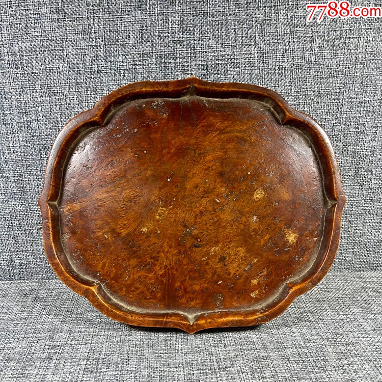 古董老黄花梨家具托盘古代老货清代海南黄花梨瘿木文盘茶盘老木器_木盘