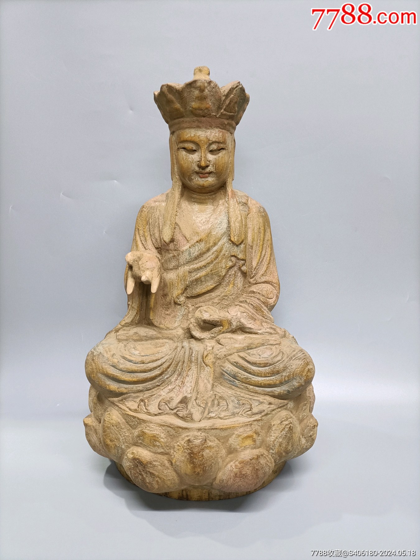 旧藏一件民国晚清老沉香木雕唐三藏佛像一尊摆件-木佛像/人像-7788红宝书