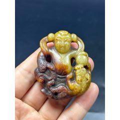 A-23)中国古美術 明時代 古玉石 和田玉 山海經 聚財富瑞獸 神獸
