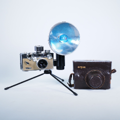 1980年代怀旧中古凤凰205旁轴135胶片胶卷相机带皮套快门正常摆件