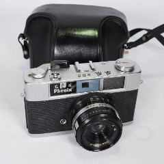 1980年代怀旧中古凤凰205旁轴135胶片胶卷相机带皮套快门正常摆件