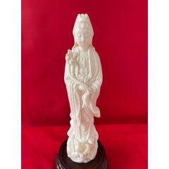 八十年代德化國營瓷廠出品20吋渡海觀音-单色白瓷-7788红宝书