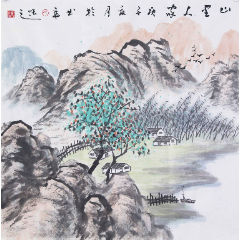 字画山水四尺手绘玄关李建忠作品挂画