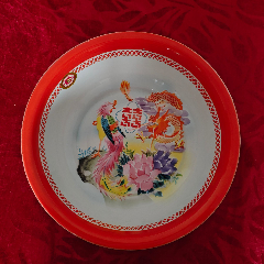 搪瓷盆收藏85年上海搪瓷六厂制造乙型长乐牌凤凰牌花鸟图搪瓷盆