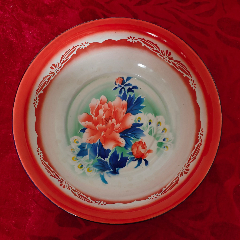 搪瓷盆收藏85年上海搪瓷六厂制造乙型长乐牌凤凰牌花鸟图搪瓷盆