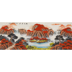 字画山水四尺手绘玄关李建忠作品挂画