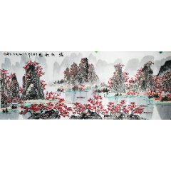 字画山水四尺手绘玄关李建忠作品挂画