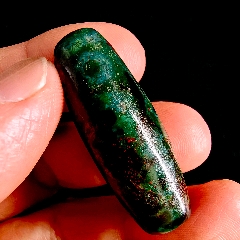 藏传古象雄时期天降石满朱砂九眼天珠