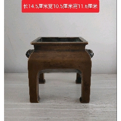 铜器 香炉 三足象耳三面狮头香炉 香道具 工艺品 美术品 摆件