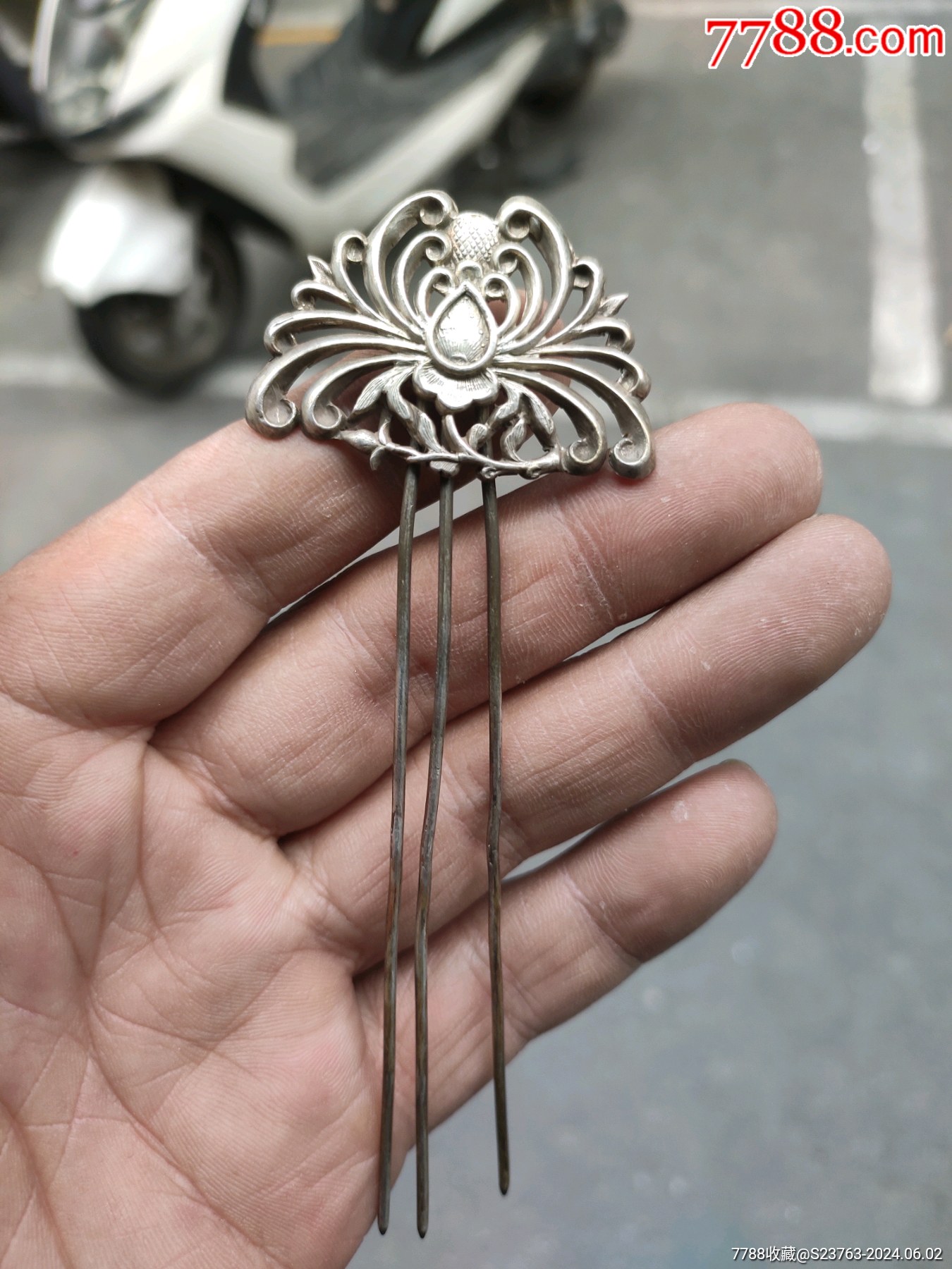 菊花造型银发簪