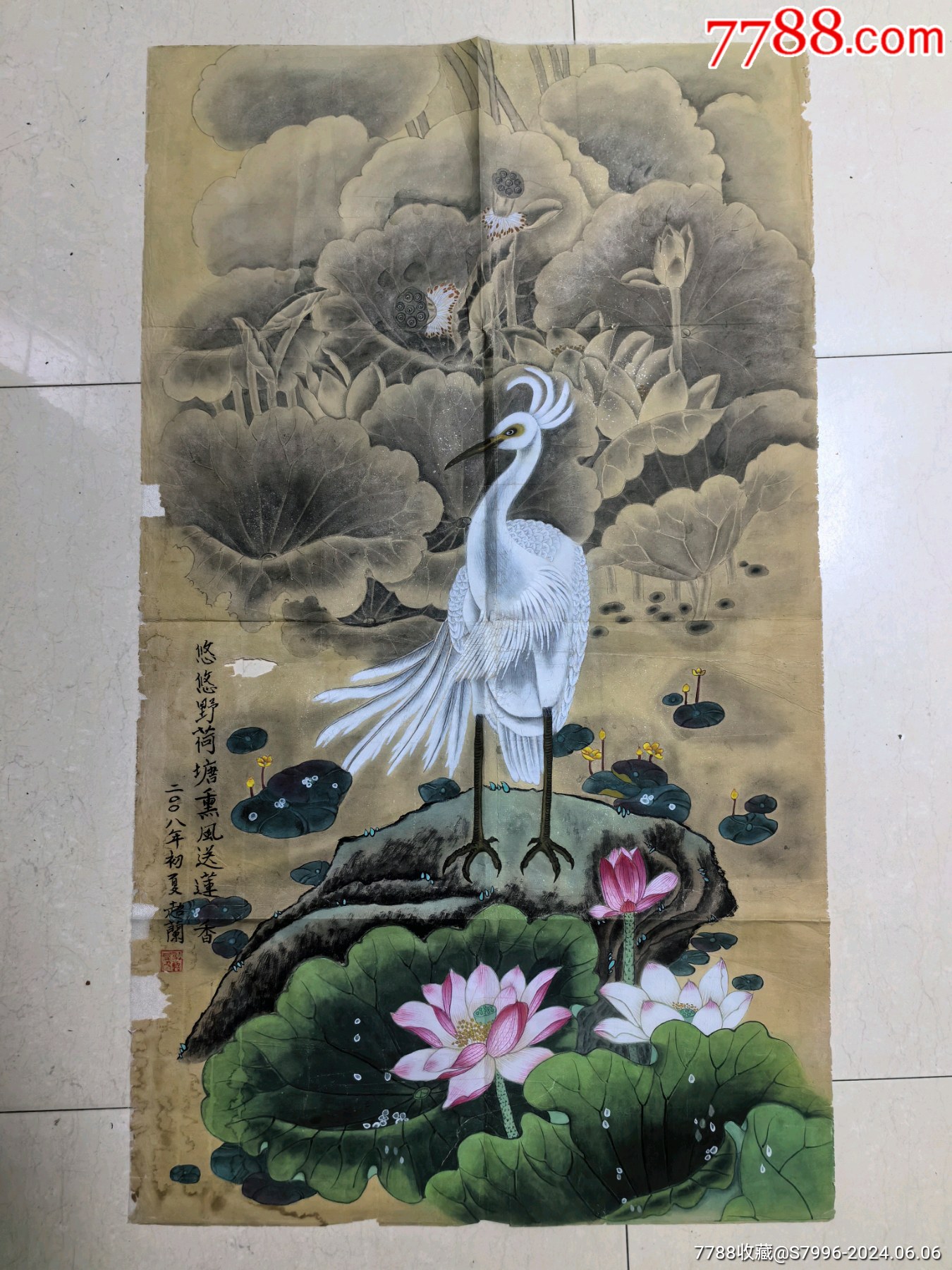三尺工笔花鸟画原作（款印不识）-花鸟国画原作-7788旧书网