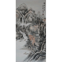 《源远流长3》著名画家王春荃先生三尺整张山水作品，尺寸约99*49厘米