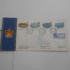 香港1993女皇加冕邮票首日封香港93.6.2广州首日实寄封官封双戳清