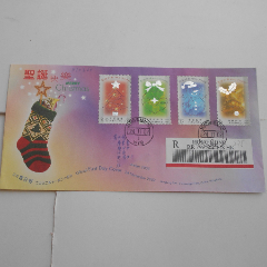 香港2002圣诞快乐邮票首日封香港2002.11.24广州首日实寄封官封