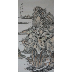 《高瞻远瞩1》著名画家王春荃先生三尺整张山水作品，尺寸约99*49厘米