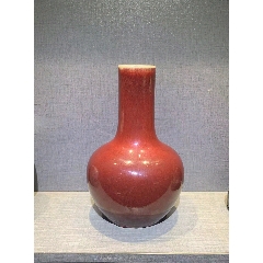 清代霁红釉天球瓶-红釉瓷-7788收藏