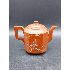 64年石生刻竹枝诗文八方紫砂壶_紫砂壶_碧华堂【7788旧书网】