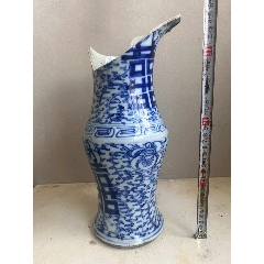 中国 青花 双喜文 小瓶 M R6639 中国古董双喜婚庆花瓶| 精美清朝瓷器十