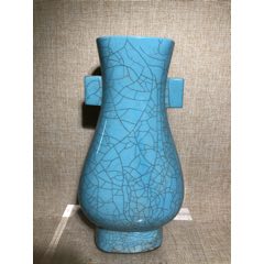 五代柴窑双耳瓶_蓝釉瓷_作品图片_收藏价格_7788纸艺
