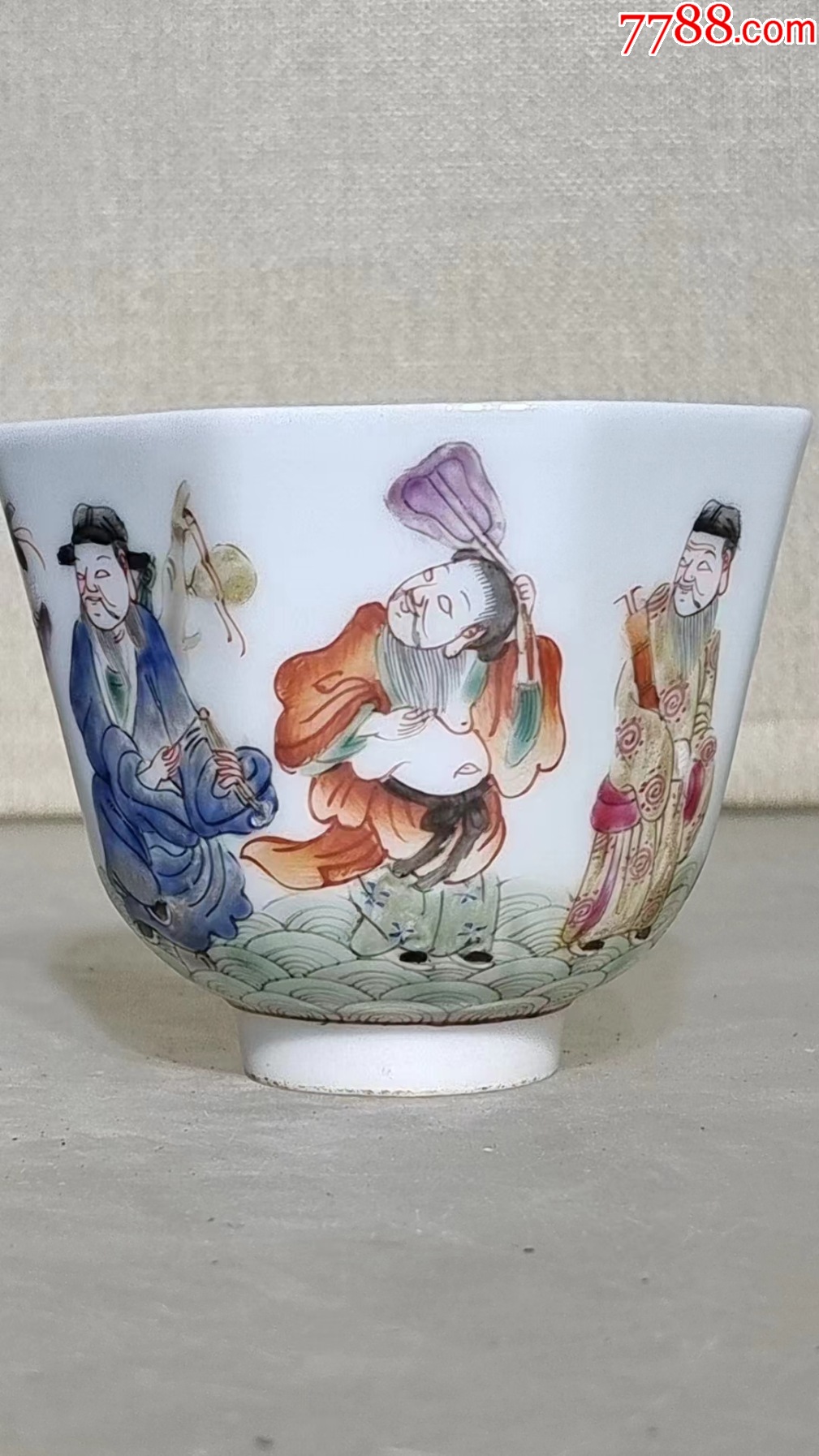 手绘粉彩八仙人物杯_茶杯/茶盅/茶盏_乡下寻宝叁店【7788旧书网】
