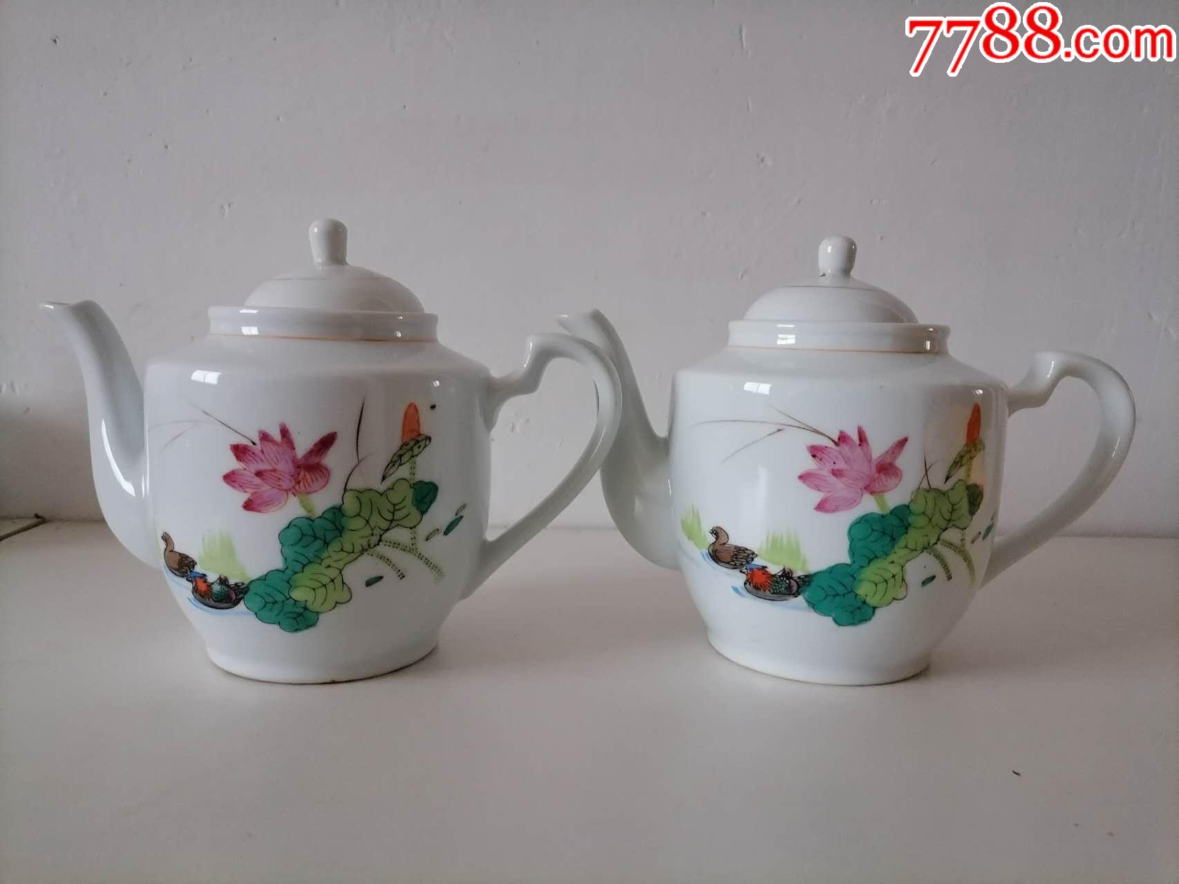567景德镇手绘鸳鸯荷花花鸟茶壶-彩绘瓷/彩瓷-7788旧书网