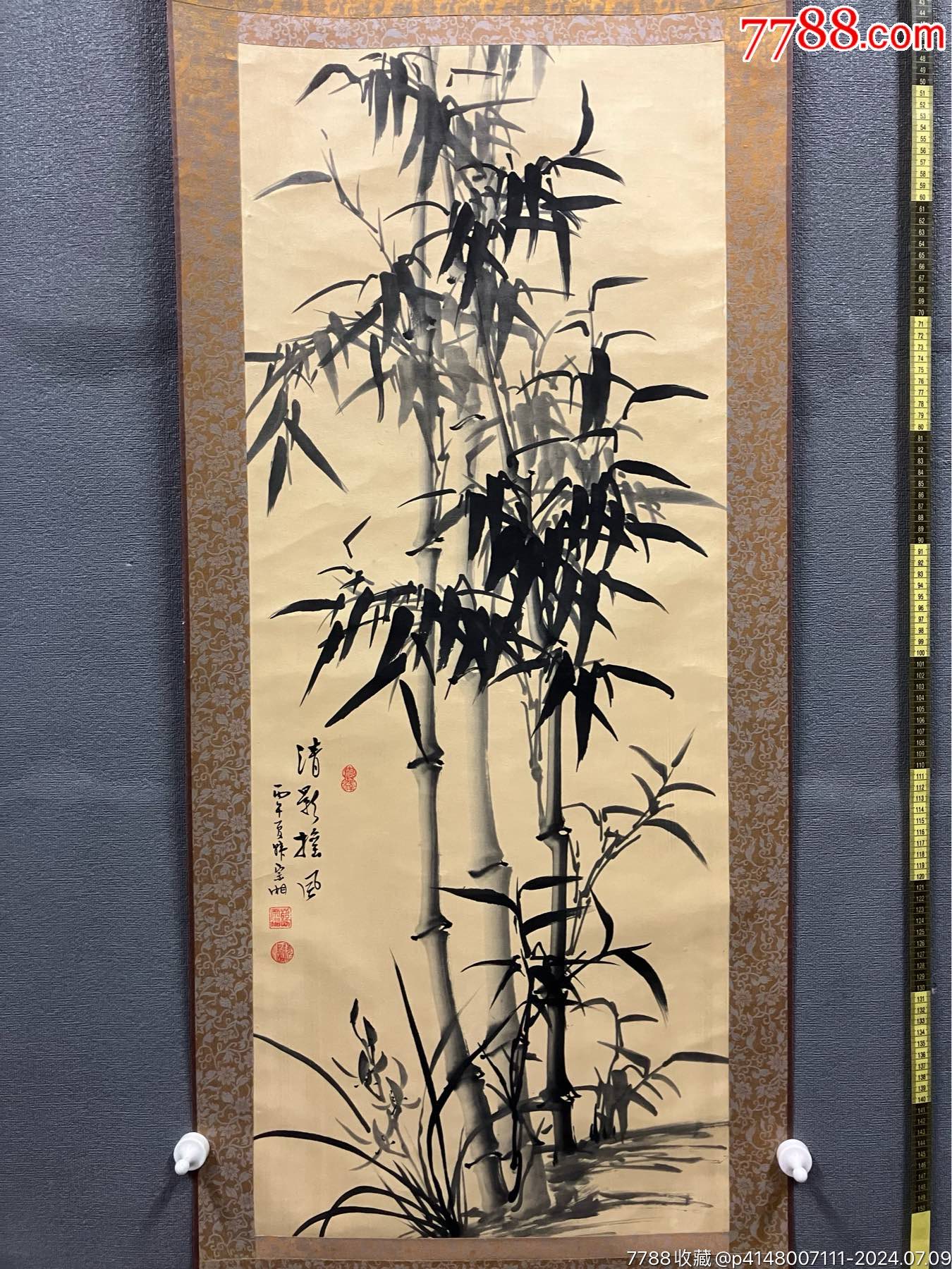 韩宗湘，浙江籍中国台湾名家，水墨兰竹图《清影摇风》编号