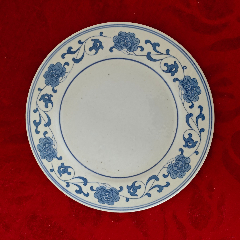 七十年代景德镇底款青花瓷青花缠枝莲装饰文*大平盘（完美品相