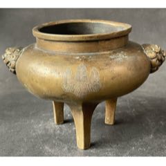 清時代 【酆】款 古銅製 橋耳香炉 在銘 銅爐 茶道具/ 香道具☆時代物☆ 清朝 古銅長角香炉 銘有 紫檀台蓋付 | 古美術ささき